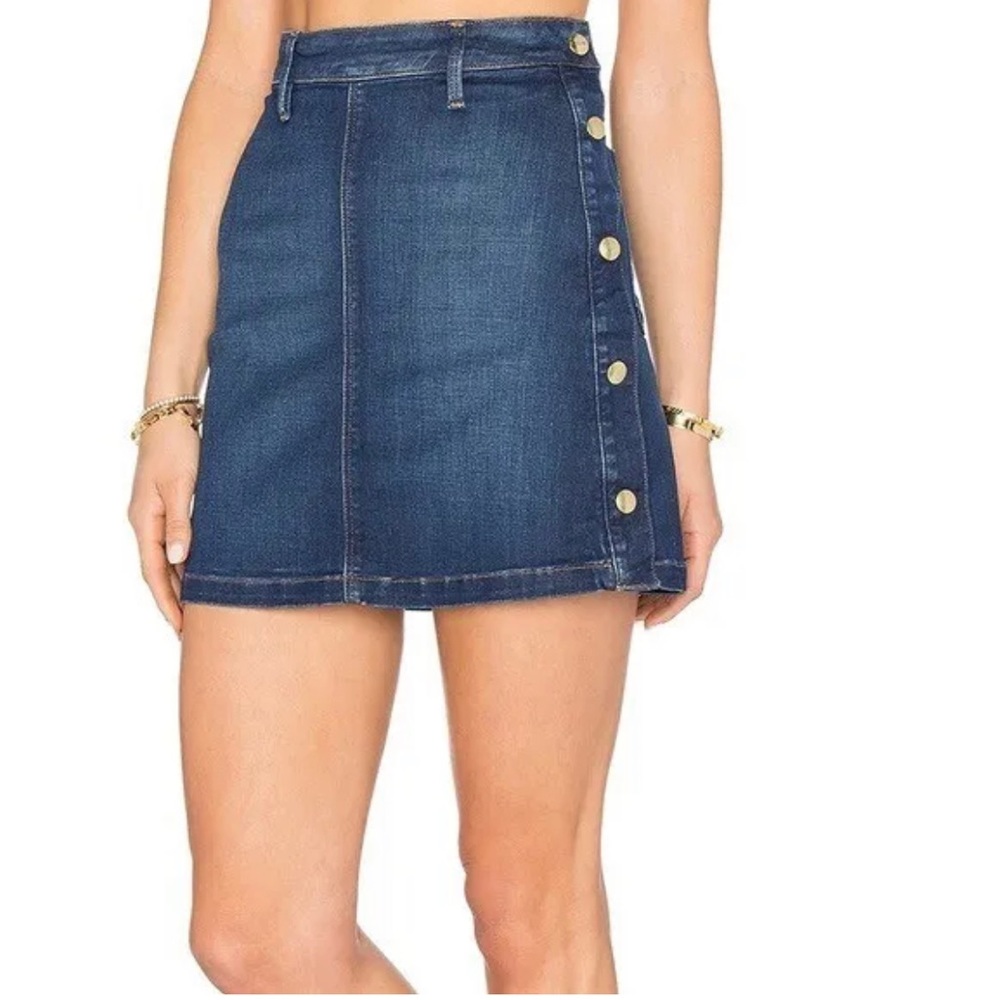 Frame Le Antibes denim a-line mini Skirt in Lucia blue, button details, size 25